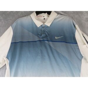 Nike Tiger Woods Collection Dri-FIT Golf Polo Shirt Men's Large Blue Stripe